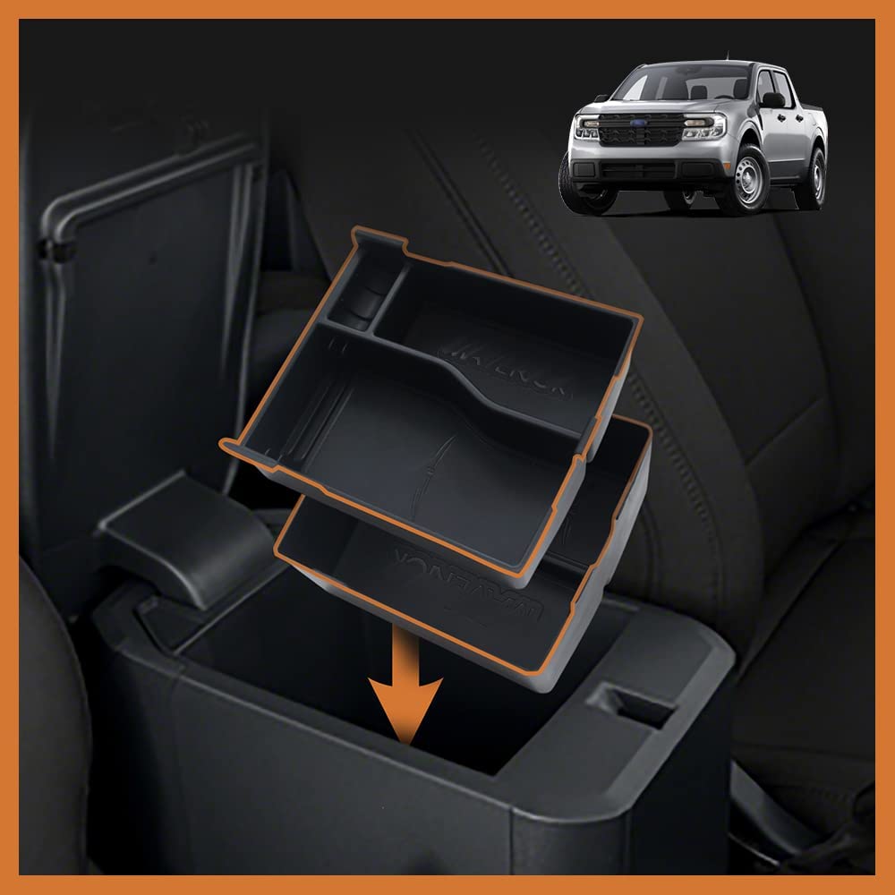 Center Console Storage Tray with Vegan Leather Insert Mats for 2022-2023 Maverick