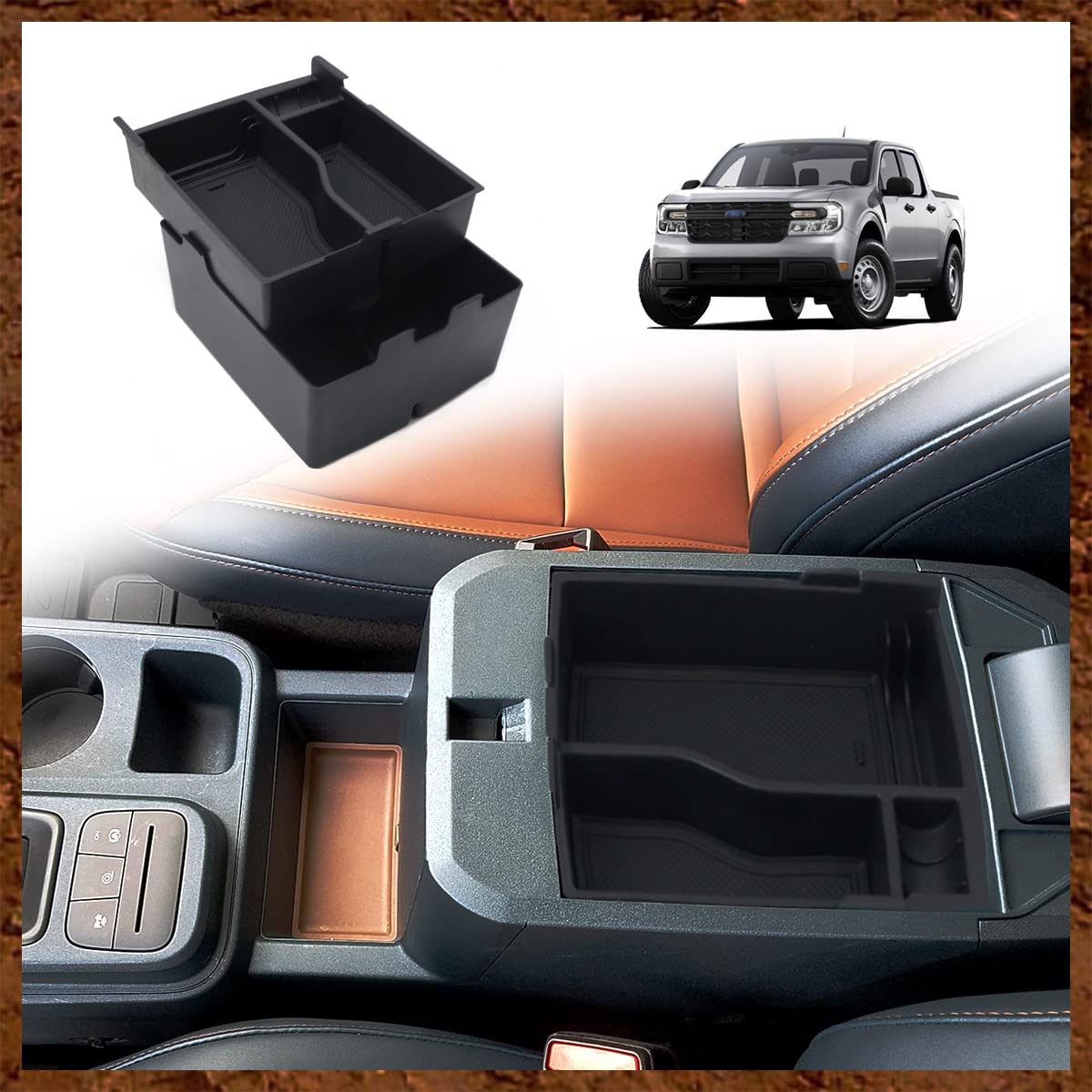 Center Console Storage Tray with PVC Insert Mats for 2022-2023 Maverick