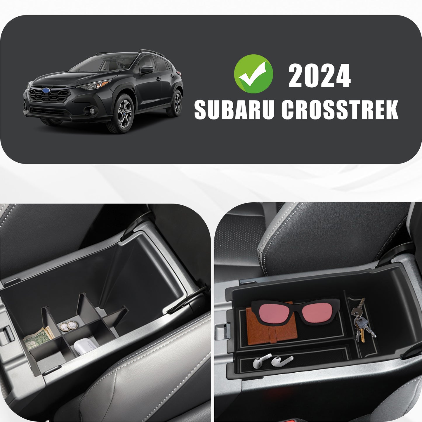 Center Console Tray + Bottom Divider for Subaru Crosstrek 2024